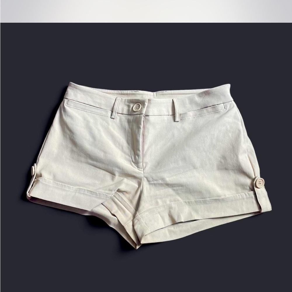 Cream Cargo Shorts with Rolled Hems